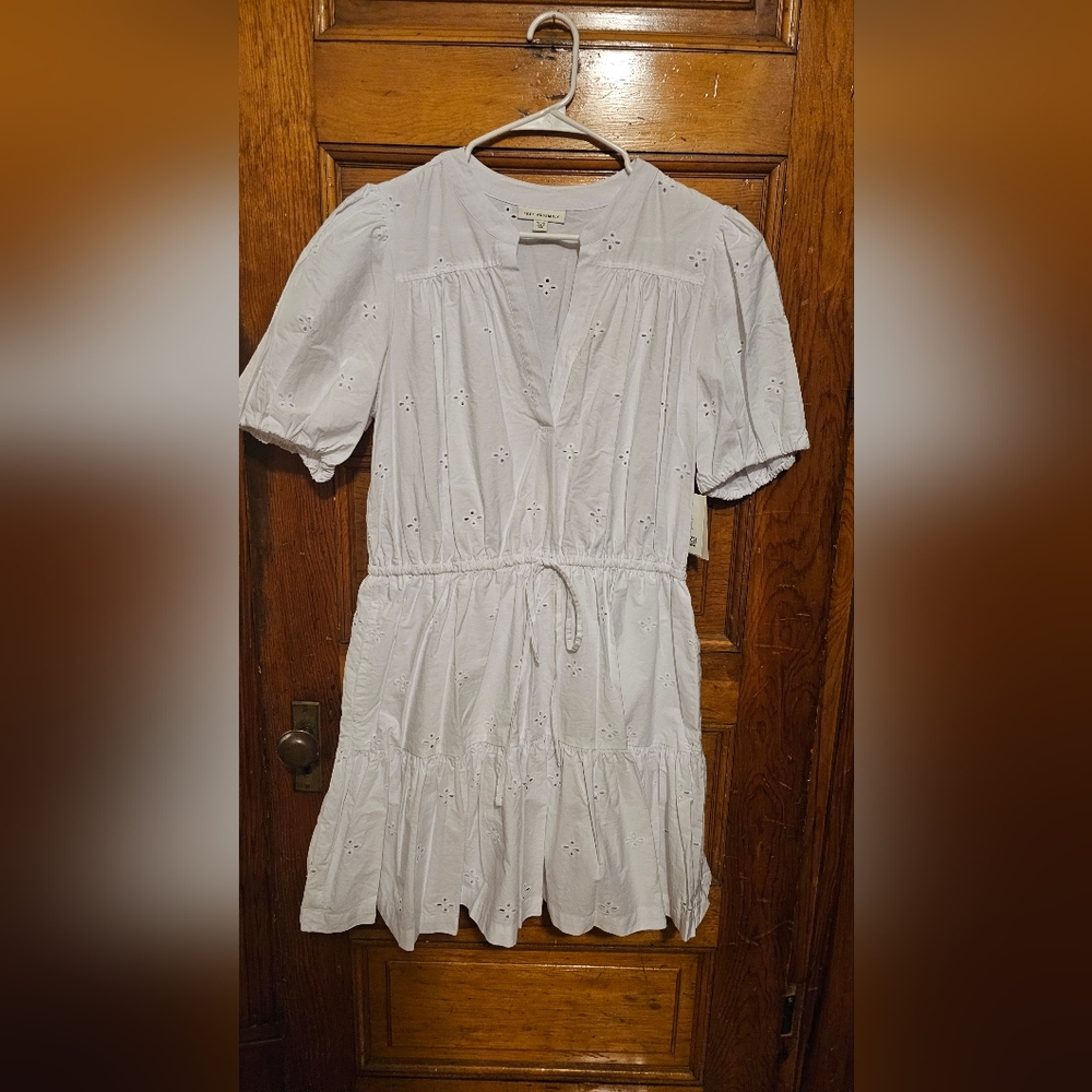 Free Assembly White Eyelet Dress Draw Waist